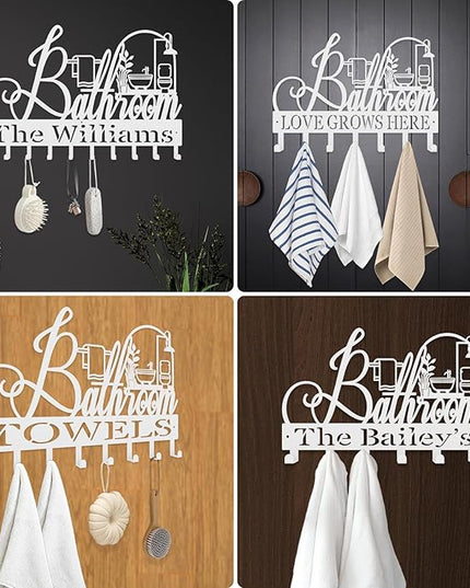 Hppybiry Personalized Metal Key Rack Hooks, Key Holder Wall Mounted Key Hooks, Bathrom Theme Wall Decoration Hooks, Key Hanger Organizer for Living Room, Entryway, Bathroom, Office Decor