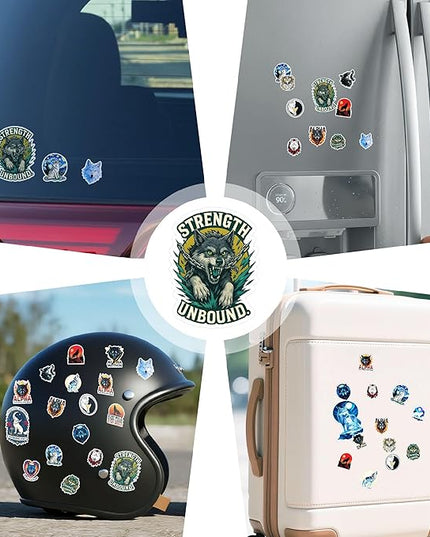100 Pcs Wolf Stickers Pack Magic Animals Sticker Vinyl Cute Moon Mystic Family Wolves Car Decals Laptop Decor Water Bottles Scrapbook Hard Hat Gift for Unisex Adults Teen Men Women