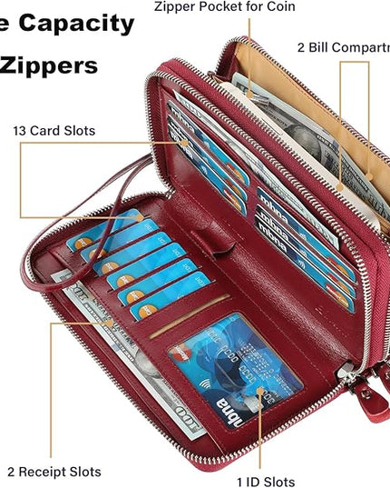 Lavemi Small Compact Women Wallet RFID Blocking Genuine Leather Bifold Purse with ID Windows