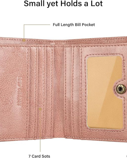 Lavemi Ultra Thin Small Compact Leather Womens Girls Wallets RFID Blocking Credit Card Holder for Women