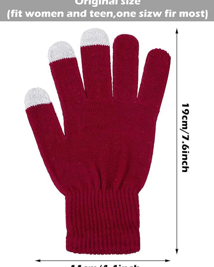 Pangda 12 Pairs Winter Touch Screen Gloves for Men Women Stretch Knitted Texting Gloves Warm Windproof Solid Color Mittens