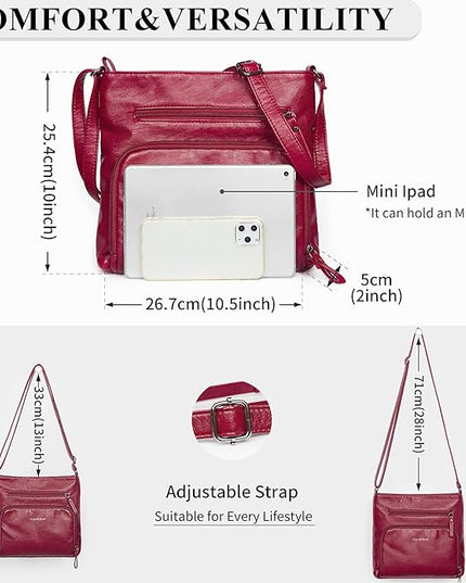 Crossbody Purses for Women Soft Vegan Leather Cross Body Handbag Lightweight Medium Shoulder Purse Travel Casual Bag