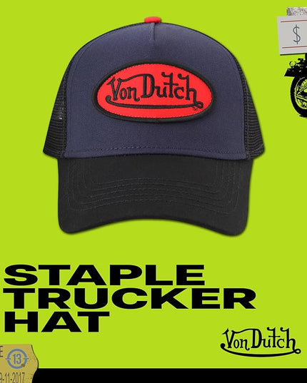 Von Dutch Unisex Trucker Hat - Curved Bill Mesh Back Retro Classic Adjustable Snapback Baseball Cap for Men and Women