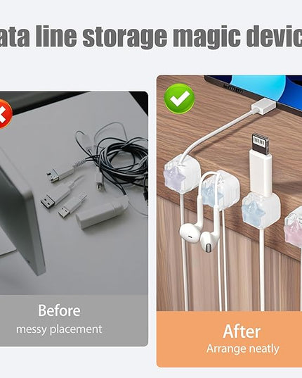 3Pack Magnetic Cable Clips for Nightstand, Adhesive Night-Glowing Cord Holder Organizer for Office Home Desk Wall Car (Star)
