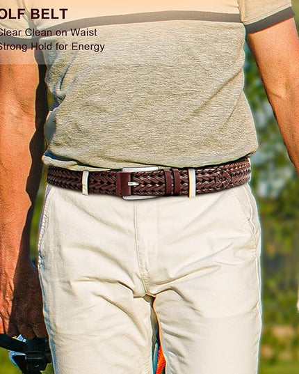 BULLIANT Mens Belts,Leather Woven Braided Belts for Gift Men Casual Jeans Golf