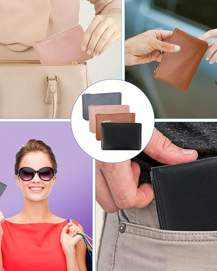 4 Pack Leather Zipper Coin Purse,Portable Change Wallet,Coin Pouch with Zipper for Men Women,Small Pouch Change Purse Coin Bag,Mini Coin Pocket Pouch Change Holder for Men Women(4 colors)