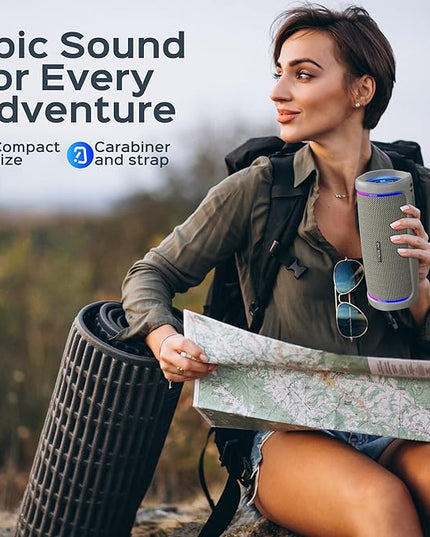 TREBLAB HD77 Bluetooth Speaker, 30W Portable Wireless Speaker with 360° Stereo Sound & Deep Bass, IPX7 Waterproof Outdoor Bluetooth Speaker, 20H Battery, TWS Pairing for Home, Beach, Pool, Camping