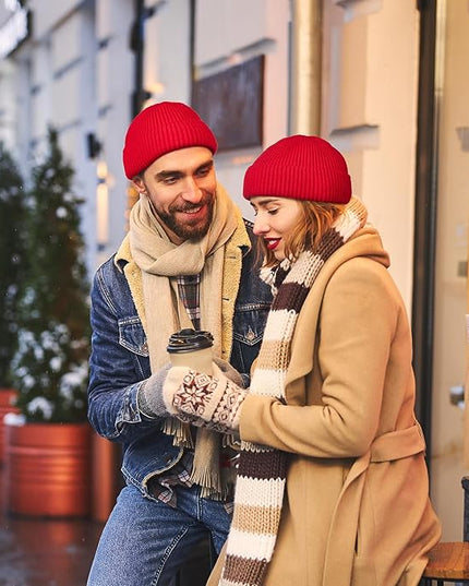ROYBENS Wool Fisherman Beanie for Men Women, Knit Cuffed Fleece Lined Beanies Winter Warm Hat Skull Cap Unisex