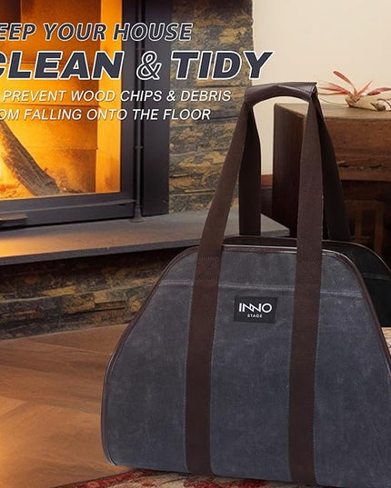 INNO STAGE Canvas Wood Carriers Log Tote Bag,40"X19" Firewood Holder,Fireplace Wood Stove Accessories