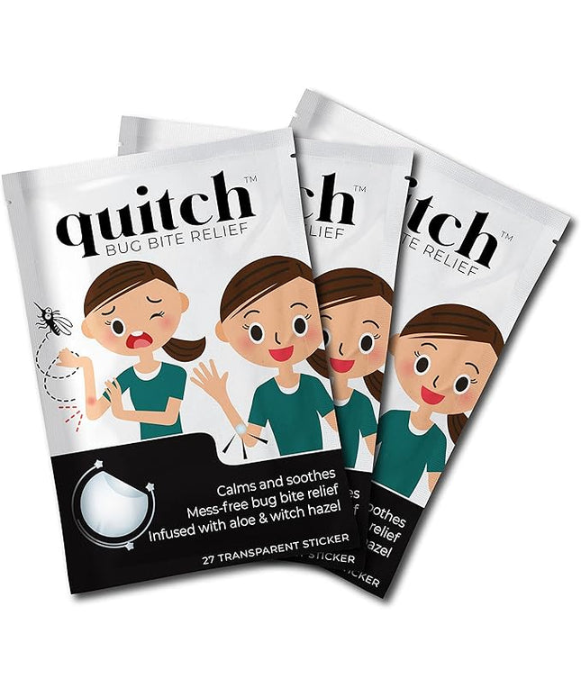 quitch Bug Bite Patches 3x27ct, Natural Itch Relief Stickers for Kids & Baby, Anti-Itch Cream Alternative, Mosquito bite Treatment, Summer Travel & Camp Essentials, Soothing After bite Patches