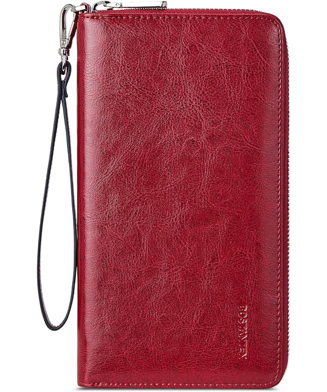 BOSTANTEN Leather Wallet for Women RFID Blocking Zip Around Credit Cards Holder Phone Clutch