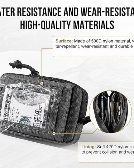 ONETIGRIS Front Pocket Wallet with Zippers Tactical Small Coin Purse Nylon Minimalist Wallet for Men Women