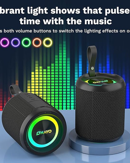 OHAYO 40W Wireless Portable Bluetooth Speaker with Lights, IPX7 Waterproof, Loud Sound, RGB Lights,TWS Pairing, AUX&TF-Card in, for Home/Party/Travel/Outdoor/Beach
