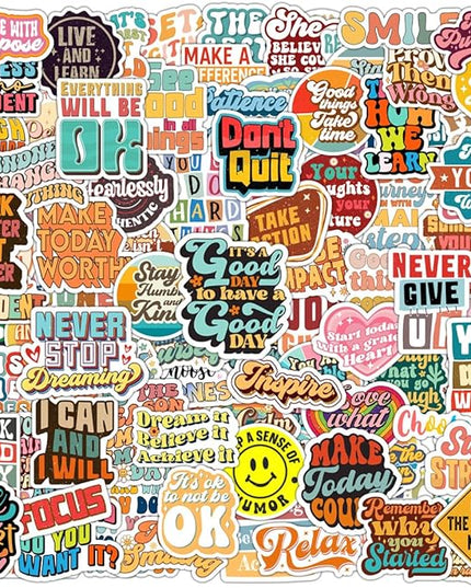 100 Pack Motivational Stickers, Positive Inspirational Decals, Teacher Rewards for Phone Cases Laptops Valentine’s Day Gifts, Study Groups, Water Bottle Stickers for Women Teens Kids Adults (Inspire)