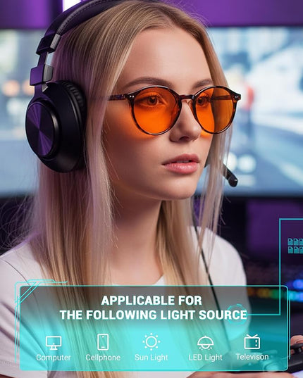 TIJN Blue Light Blocking Glasses Men Women Vintage Thick Round Rim Frame Eyeglasses