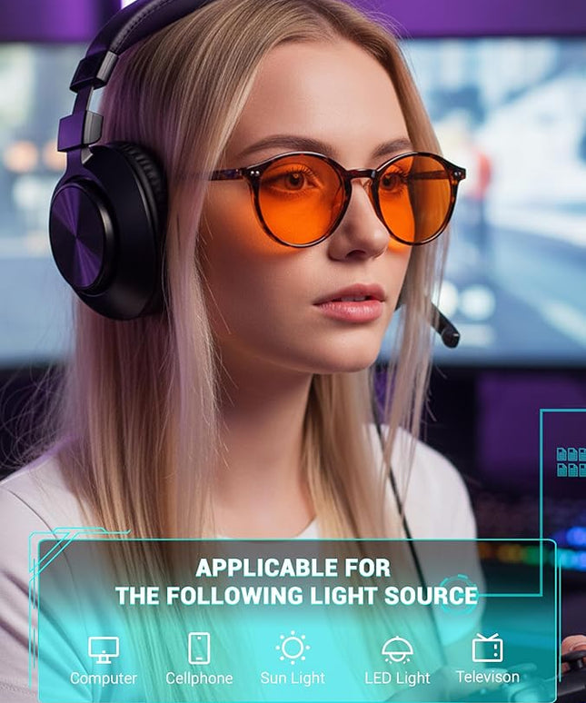 TIJN Blue Light Blocking Glasses Men Women Vintage Thick Round Rim Frame Eyeglasses