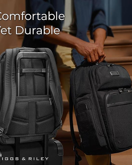 Briggs & Riley Large Cargo Backpack for Women & Men - Laptop Backpack, For Work & Travel, Spacious & Durable, Padded Straps, Fits up to 17" Laptop - @work Collection, Black