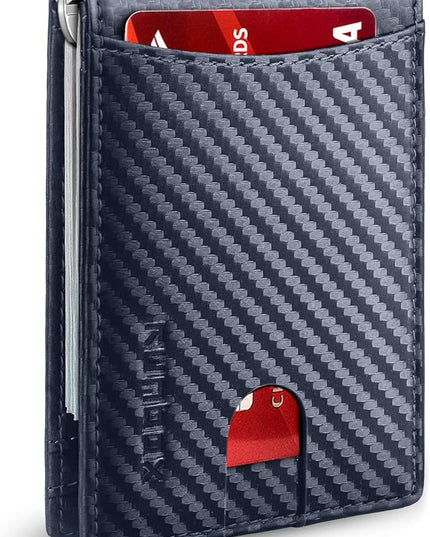 RUNBOX Slim Wallet for Men Genuine Leather RFID Blocking Bifold Minimalist Front Pocket Mens Wallet with Money Clip Thin Gift Box
