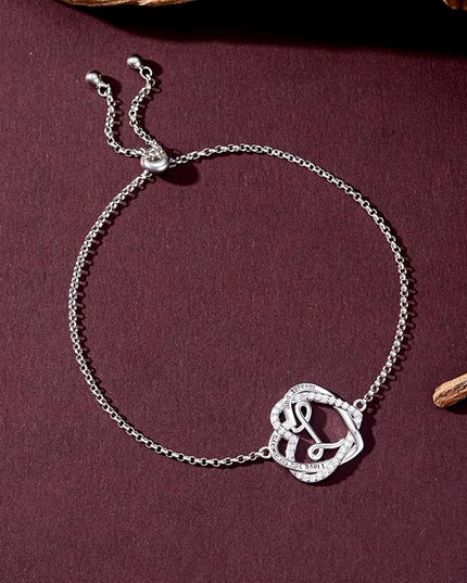 TOUPOP Gifts for Women Heart Initial Bracelet 925 Sterling Silver Double Heart Bracelet Birthday Jewelry Birthday Christmas Gifts for Her Wife Girlfriend