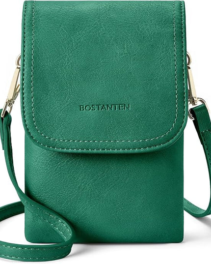 BOSTANTEN Vegan Leather Small Crossbody Bags for Women Designer Cell Phone Bag Wallet Purses Adjustable Strap