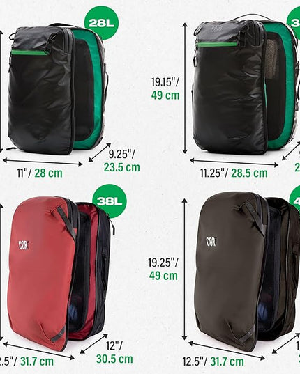 COR Surf Carry On Travel Laptop Backpack with Secret Passport Pockets | Daypack Business Weekender Luggage Backpack for Men and Women | The Island Hopper (40L, Navy Blue)