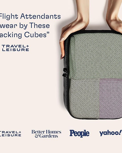 Shacke Premium 5 Packing Cubes Set - Lightweight Mesh Travel Luggage Organizers with Laundry Bag, 5-Piece Suitcase Storage System (Air Black)