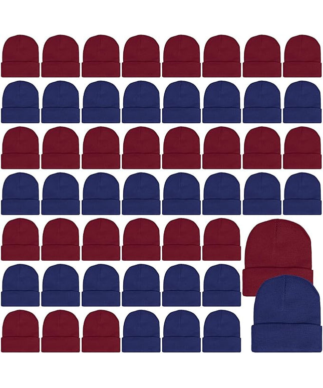 SATINIOR 50 Pack Winter Hats Bulk Beanies Unisex Knit Skull Caps Warm Stocking Hat for Adults Homeless
