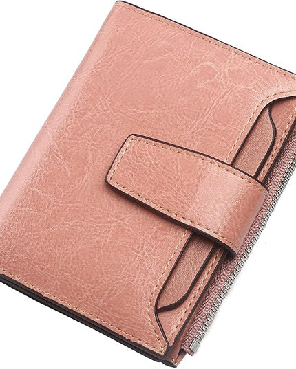 Lavemi Small Compact Women Wallet RFID Blocking Genuine Leather Bifold Purse with ID Windows