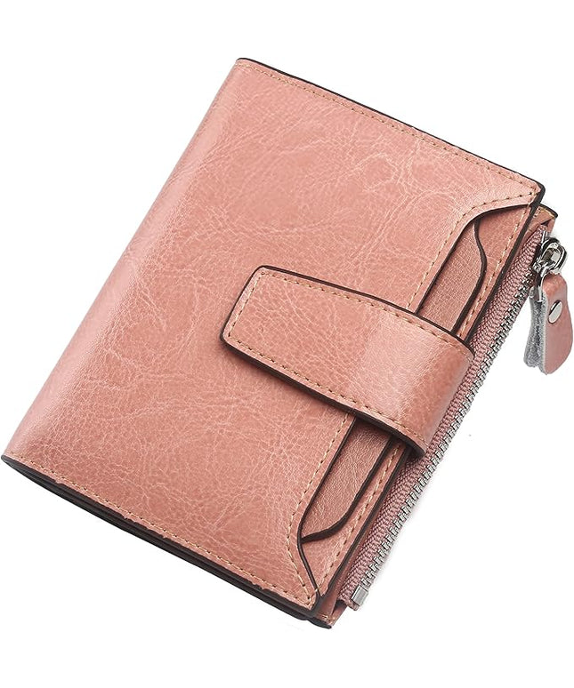 Lavemi Small Compact Women Wallet RFID Blocking Genuine Leather Bifold Purse with ID Windows