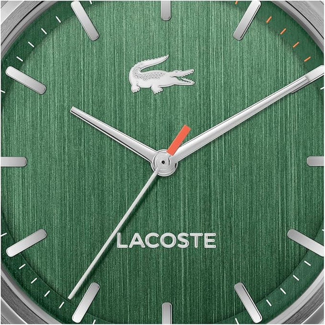 Lacoste Lisbon Men’s Quartz Watch - Three-Hand Sunray Dial with Stick Indexes, Polished Case, Crocodile Logo - Modern, Classic Timepiece - Gift for Him 42mm