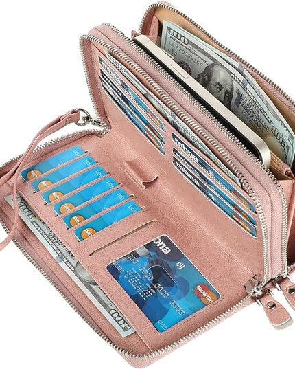 Lavemi Small Compact Women Wallet RFID Blocking Genuine Leather Bifold Purse with ID Windows