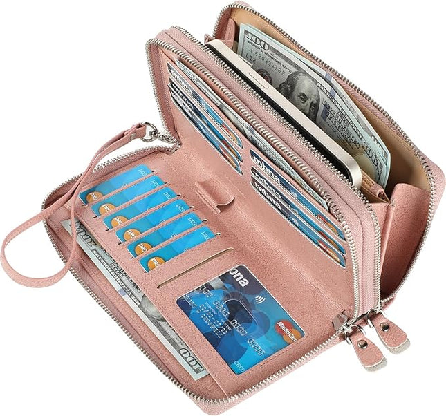 Lavemi Small Compact Women Wallet RFID Blocking Genuine Leather Bifold Purse with ID Windows
