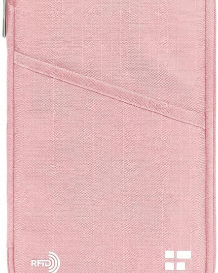 Zero Grid Family Passport Holder for Up to 6 Passports, Large Travel Document Organizer Wallet with 7 RFID Blocking Sleeves for Anti-Theft Protection - Rose Pink