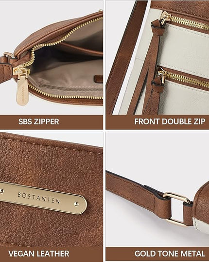 BOSTANTEN Crossbody Purses for Women Medium Shoulder Bag Quilted Handbags with Zipper Pocket