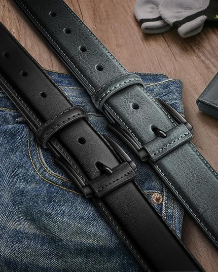 KEMISANT Men Belt 2Pack – Genuine Leather Belt for Men Dress Casual Golf Jeans 1 3/8"