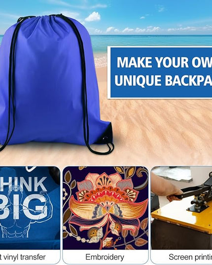 KUUQA 100Pcs Blue Drawstring Backpack Bag Sack Drawstring Bags Bulk String Bags Storage Bags for Sport Gym Traveling
