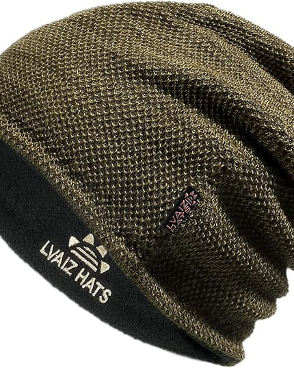 Lvaiz Mens Winter Beanie Hat Warm Fleece Lined Skull Cap for Men Reversible Women Windproof Watch Hat Knit Warm Unisex Beanie