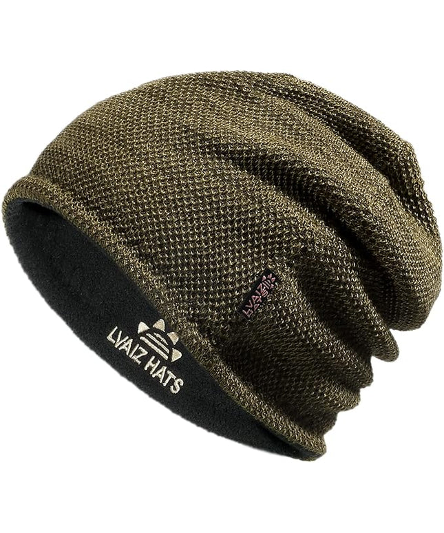 Lvaiz Mens Winter Beanie Hat Warm Fleece Lined Skull Cap for Men Reversible Women Windproof Watch Hat Knit Warm Unisex Beanie