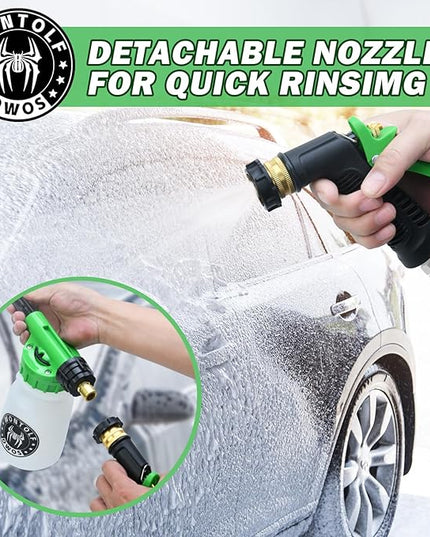 Wontolf CWK188 Car Wash Kit with Foam Gun, Car Wash Soap, Interior Detailer Cleaner, Wheel Cleaner, Car Care Cleaning Detailing Kit for Cars Trucks RVs SUVs Motorcycles (Works w/Garden Hose), 10 Items