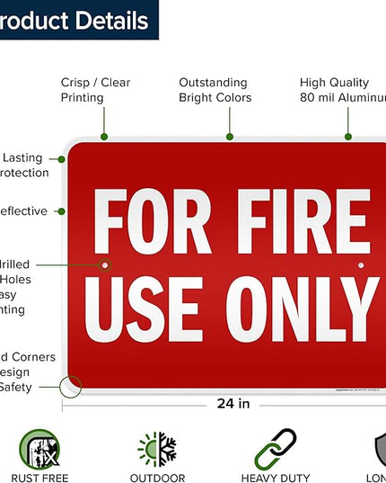 For Fire Use Only Sign, 18x24 Inches, 3M EGP Reflective .080 Aluminum, Fade Resistant, Made in USA by My Sign Center