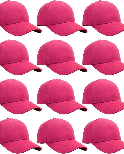 Falari Wholesale Bulk Lot 12-Pack Baseball Cap Adjustable Size Plain Blank Solid Color