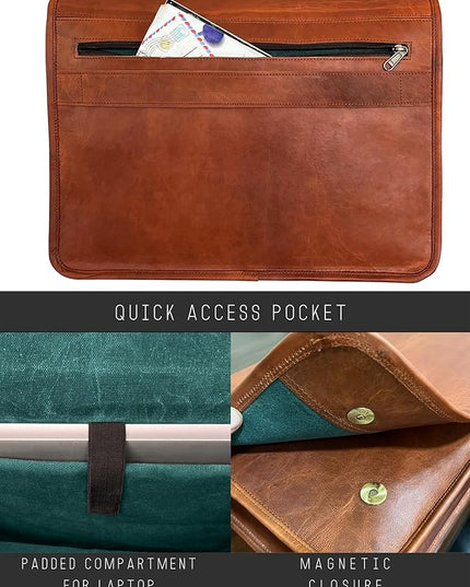 RUSTIC TOWN 15 inch Vintage Crossbody Full Grain Leather Laptop Messenger Bag