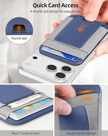 Upgraded for Magsafe Wallet, Strongest Magnetic Wallet, for iPhone Magsafe Walletwith 2 Card Slots, Magnetic Card Holder for iPhone 17/16/15/14/13/12 Series, Vegan Leather, Fit 7 Cards, Purple