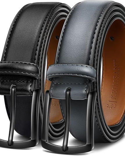 KEMISANT Men Belt 2Pack – Genuine Leather Belt for Men Dress Casual Golf Jeans 1 3/8"