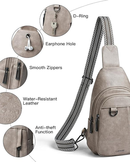 7L Sling Bag for Women Men Leather Small Sling Backpack Daypack Anti Theft Fanny Pack Crossbody Purse Travel