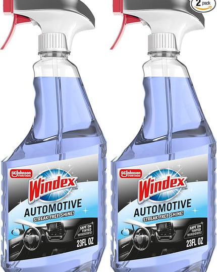 Windex Automotive Car Window and Glass Cleaner, Streak-Free Shine for Car Glass Exteriors, Tinted Windows, and Interior Electronics, 23 fl oz, (Pack of 2)