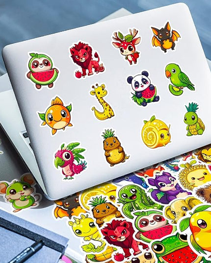 100 PCS Cute Stickers, Holographic Laminated Thickened Vinyl Big-Eye Animal Water Bottle Sticker Classroom| Easier to Peel Off| Scratch & Fade Resistant| No Curling| Reusable