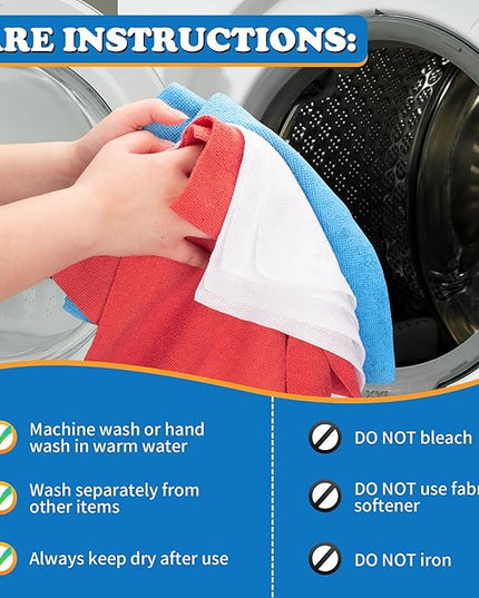 FIXSMITH Microfiber Cleaning Cloth, Pack of 12, Shop Towels Bulk, Microfiber Towels for Cars, Lint Free, Scratch-Free Cleaning Cloths, Cleaning Rags for Housekeeping, 11.5 x 11.5 inch