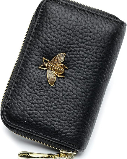 imeetu RFID Credit Card Holder, Small Leather Zipper Card Case Wallet for Women