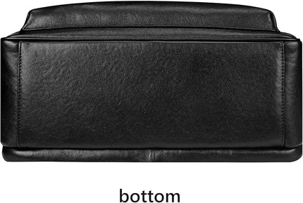 Large Black Leather Backpack for Men, Minimalist Luxury Executive Computer Backpack for Men, 17.3 Inch Genuine Leather Laptop Backpack for Travel Work Business